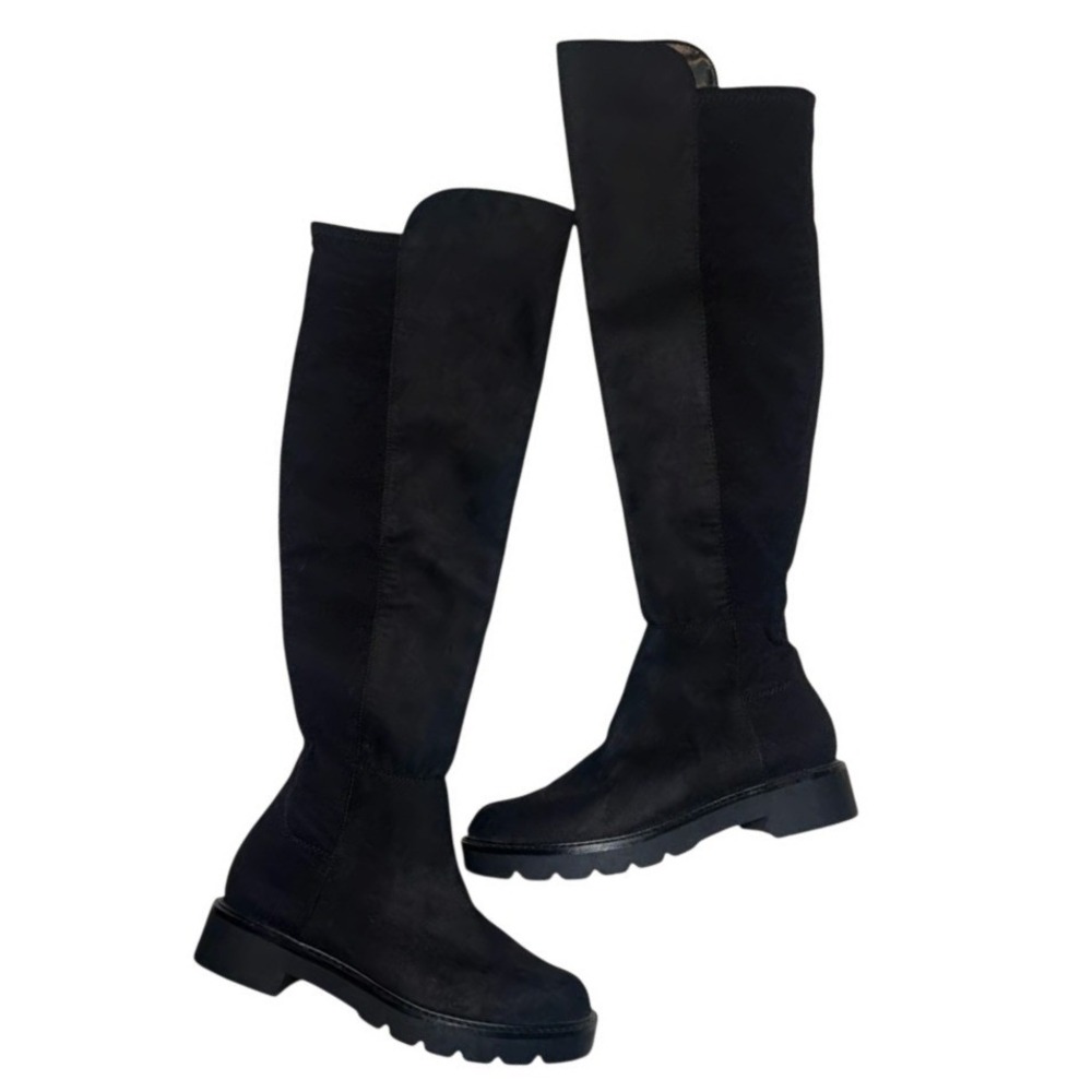 Unisa Women's Black Tall Over The Knee Lug Sole Boots Faux Suede Size 6.5 Casual